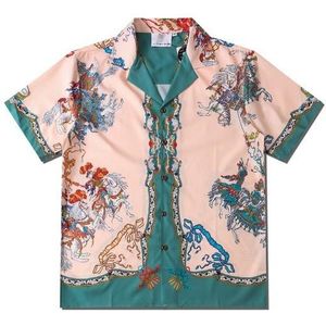 Harajuku Mannen Shirt Hof Retro Unisex Royal Casual Shirts Losse Korte Mouw Streetwear Hi Hop Shirt Voor Mannen