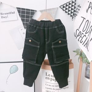 2 3 4 5 6 jaar Kinderen Jongen Jeans Casual Koreaanse Zwarte Jeans Grote Zak Cowboy Baby Jongen Kinderen Denim broek Lente Herfst Mode