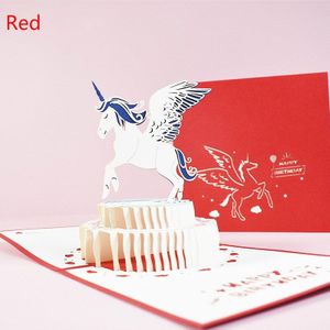 3D Pop Up Eenhoorn Wenskaarten Handgemaakte Papier Ambachtelijke Verjaardag Kerstcadeaus