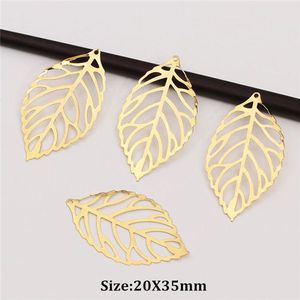 50pcs Craft Holle Bladeren Hanger Sieraden Accessoires Gold Charm Filigraan Sieraden Maken Plated Vintage voor Haar Kam