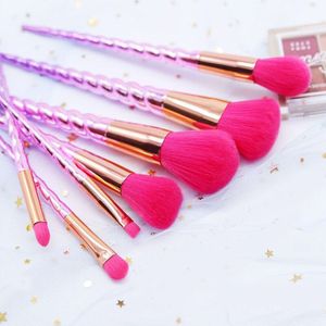 Mode 7 Pcs Mooie Roze Haar Make-Up Kwasten Set Foundation Mengen Power Vouw Borstel Cosmetische Beauty Make Up Borstel tool