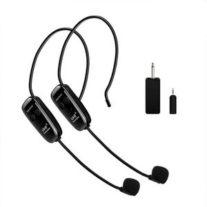 Xiaokoa Dual Uhf Headset Draadloze Microfoon 1 Ontvanger 2 Headset En Handheld 2 In 1 Oplaadbare Voor Onderwijs Voice Versterker