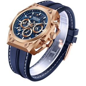 Megir Rvs Heren Horloges Waterdicht Sport Mannen Quartz Horloges Chronograaf Stop Horloges Voor Man Man Klokuur