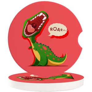 Kleine Auto Coasters Drankjes Absorberende Keramische Steen Dinosaurus Mond Tanden Tong Gestreepte Onderzetters Set Cup Mat Auto Accessoires