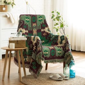 Groene Plaid Sofa Deken Bohemian Home Hoes Stoel Sofa Cover Moderne Sprei Gooi Deken Sofa Cover Voor Woonkamer