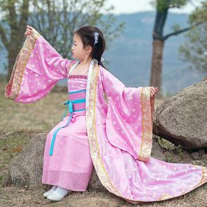 Kinderen Trailing Traditionele Prinses Jurk Chinese Oude Dans Kostuum Meisje Hanfu Volksdans Kleding Kids Tang Outfit 90