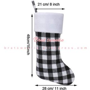 Rode Buffalo Plaid Kerstcadeau Kousen Tassen Controleren Pluche Kous Met Faux Fur Manchet Voor Kerstboom Opknoping Decoraties