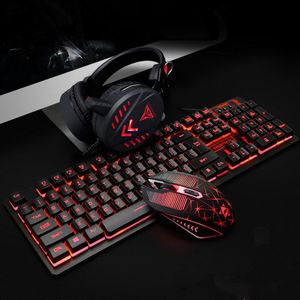 4Pcs Headset Usb Waterdichte Accessoires Mechanische Bedraad Pad Verlichte Gaming Muis Ergonomische Backlight Toetsenbord Set Thuis