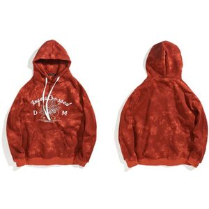 Gonthwid Chinese Karakters Persimmon Print Fleece Tie Dye Hooded Sweatshirts Pullover Hoodies Streetwear Heren Hip Hop Tops