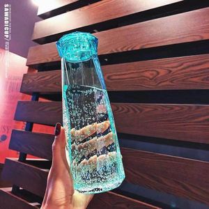 Wenburg Wolton Trinkflasche/Glasflasche mit Edelstahl Deckel 550 ml / 750 ml / 1 l, Neopren Hülle. Sportflasche/Wasserflasche aus Glas. Für Unterwegs (lime, 0,55 l) (0,55 l, blau