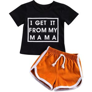 Focusnorm 1-6Y Casual Kids Jongens Kleding Sets 2 Stuks Brief Print Korte Mouw Trui T Shirts Tops Shorts Outfits