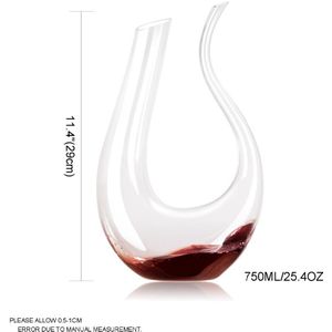 Handgemaakte loodvrij 750 ml Wijn Decanter Crystal Glas U-vormige Hoorn Wijn Glas Wijn Dispenser