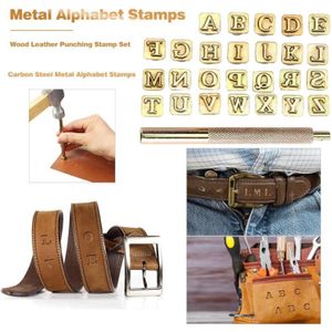 26Pcs Hout Leer Ponsen Stempel Set Carbon Staal Metalen Alfabet Postzegels