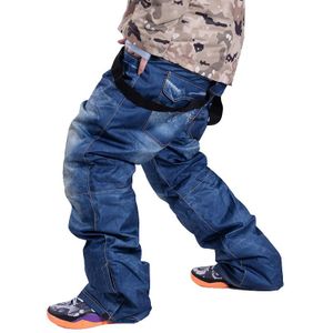 Jean Snowboard Broek Bretels Denim Ski Broek Mannen Skate Sneeuw Board Waterdichte Thermische Broek Volwassen Pantalones