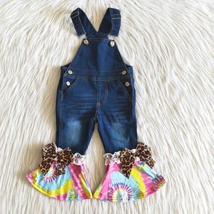 Mode Tye-Dye Jeans Voor Fall Meisje Leuke Jumpsuit Met Bogen Kinderen Knop Broek