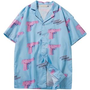 M-XXL Mode Zomer Katoenen Print Mannen Shirt Casual Mannen Kleding Gedrukt Turn-Down Kraag Korte Mouwen Shirts Hawaiiaanse shirts