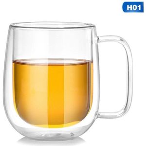 Double-Layer Glas Water Cup Hittebestendige Hoge Temperatuur Cup Glas Transparant Koffiekopje Pot Buik Mok