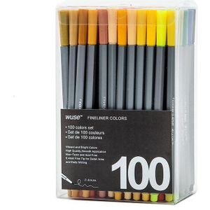 100 Kleur 0.4Mm Gekleurde Haak Lijn Pen Gel Pen Tekening Kleur Comic Pen Art Markers Volwassen Kleurboeken Journals tekening Doodling