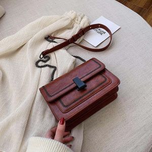 Vintage Mode Vierkante Crossbody Bag Pu Leer Vrouwen Handtas Lock Keten Schoudertas Messenger Bag