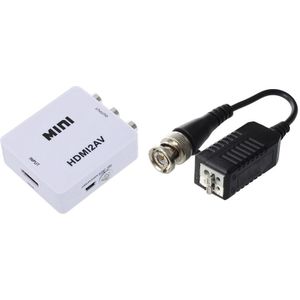 2 Stuks Video Balun Bnc Cat5 Passieve Zender Twee Draad & 1Pcs HDMI2AV Naar Rca Video En O Conversie adapter
