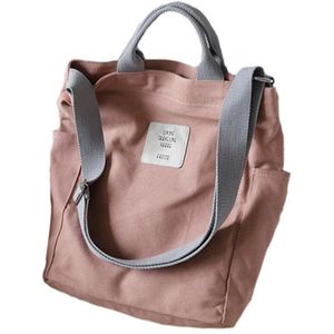 Vrouwen Casual Canvas Multifunctionele Messenger Bag Dames Schoudertassen Boekentas Grote Boodschappentas Tote Roze