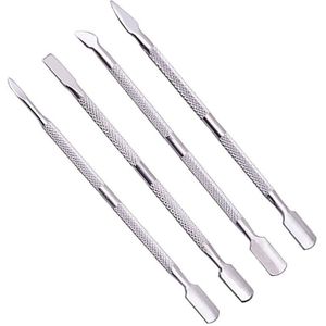 4 stks/partij Dubbelzijdig Vinger Cuticle Pusher Dode Huid Nail Art Remover Nagelriemen Rvs Pedicure Manicure Cleaner Gereedschap