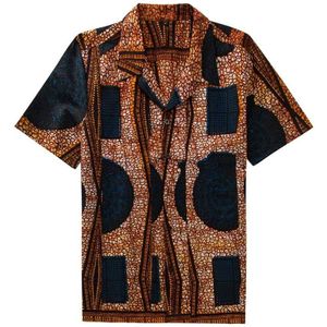 Afrikaanse Shirt Plus Size Mannelijke Blouse Mannen Hawaiian Shirt Casual Button-Down Korte Mouw Mannen Jurk met Zakken Mannen's Shirts