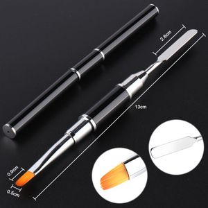 1 Stuks Uv Gel Nail Art Brush Pen Acryl Tekening Borstels Double Headed Gel Extension Schilderen Rvs Manicure Tool BE1590