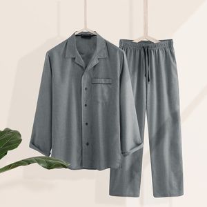Incerun Mode Mannen Effen Kleur Pyjama Sets Revers Lange Mouwen Homewear Shirt & Broek Loungewear Casual Nachtkleding Heren Sets
