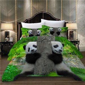 Leuke Panda HD gedrukt beddengoed set Twin Volledige Koningin Koning Maten 100% polyester beddengoed set dekbed/dekbedovertrek set 3 pcs