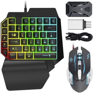 Gaming Toetsenbord En Muis Combo Rgb Backlit Een Hand Toetsenbord Muizen Met Converter Adapter Set Voor PS4 PS5 Xbox nintendo Switch