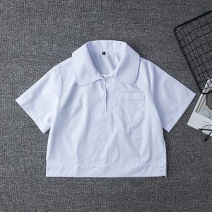 Jk Uniform Side Rits Circulaire Witte Vierkante Kraag Korte Mouw Japanse Studenten Uniformen Shirt Dames Korte Tops Voor Meisjes