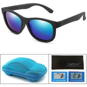 LongKeeper TR90 Siliconen Kids Zonnebril met Auto Case Kinderen Vierkante Gepolariseerde Zonnebril UV400 Veiligheid Gafas De Sol Set