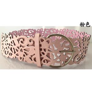 Match uitsparing pin gesp brede riem vrouwen brede buikband mode bloem decoratie strap