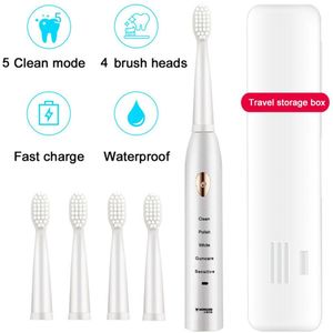 360 Borstel Automatische Toothbrushsonic Tandenborstel Elektrische Tandenborstel Usb Opladen Met 4 Opzetborstels En 1 Tandenborstel Case A10