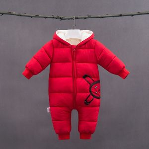Winter Plus Fluwelen Warme Overalls Kids Jas Babykleding Pasgeboren Snowsuit Jongen Warme Romper Down Katoen Meisje Kleding Bodysuit 0-2Y