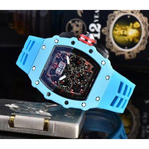 Mannen Automatische Horloge Top Brand Luxe Heren Vierkante Horloges Auto Datum Week Red Quartz Horloge Mannelijke Klok Siliconen band