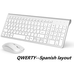 Draadloze Toetsenbord Muis, Full Size Met Numerieke Toetsen 。 compatibel Met Imac Mac Pc Laptop Tablet Computer Windows (Zilver Wit)