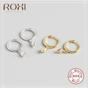 Roxi 100% 925 Sterling Zilver Mini Zirkoon Hanger Kleine Stud Oorbellen Voor Vrouwen Geometrische Cz Crystal Charm Kleine Studs Oorbellen