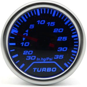 2 &quot;52Mm Universal Boost Turbo Auto Gauge -30 In. Hg ~ 35 Psi Meter Auto Blauwe Led