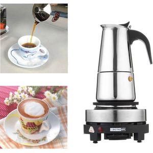 Draagbare Espresso Koffiezetapparaat Moka Pot Rvs Met Elektrische Kachel Filter Percolator Koffie Brouwer Ketel Pot