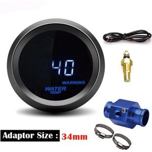 Universele 52Mm Blauw Led Backlight Auto Racing Modificatie Digitale Water Temperatuurmeter Celsius Temp Meter Met Sensor