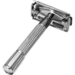 Men's Traditionele Double-Edge Blade Safety Razor Baard Zilveren Manual Scheerapparaat