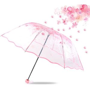 Mini Vrouwen Transparante Paraplu Creatieve Apollo Kersenbloesem Vouwen Vrouwelijke Winddicht Meisjes Art