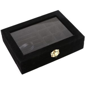 Fluwelen Sieraden Ring Oorbel Insert Display Manchetknopen Organizer Box Houten Platte Stapelbaar Lade Houder Opslag Showcase Voor Ringen/