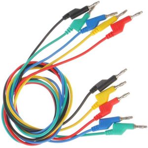 5 Pcs 4Mm Dual Banana Plug Glad Lead Test Kabel Voor Multimeter 1M 5 Kleuren