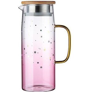 Glas Pitcher Water Pot Hittebestendig Water Waterkoker Bamboe Deksel Voor Kokend Water Thee Vruchtensap Glas Kruik