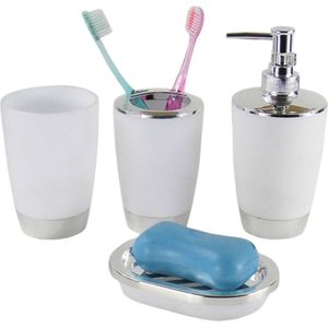 4 Stks/set Badkamer Pak Plastic Shampoo Druk Fles Wassen Gorgelen Beker Tandenborstelhouder Zeepbakje Bad Accessoires JAN88
