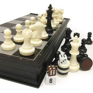 Schaken En Dammen En Backgammon 3 In 1 Plastic Schaakspel Reizen Schaakspel Magnetische Schaakstukken Vouwen Schaakbord I7