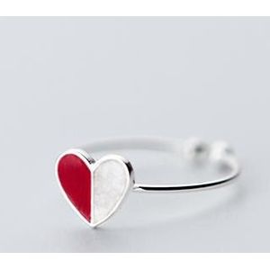 Ryoucute 100% Echt Zilver Kleur Sieraden Mode Grote Kleurrijke Hart Ringen Voor Vrouwen Bijoux Statement Antieke Ring Anillos